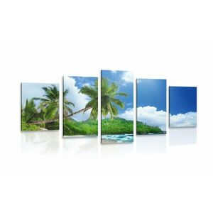 5-częściowy obraz piękna plaża na wyspie Seszele obraz