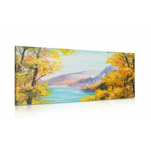 Obraz olejny przedstawiający górskie jezioro obraz