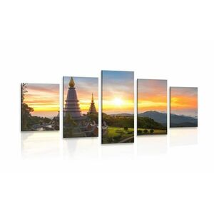 5-częściowy obraz poranny wschód słońca nad Tajlandią obraz
