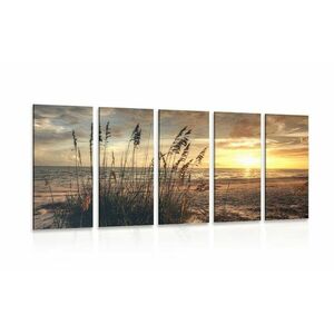 5-częściowy obraz zachód słońca na plaży obraz