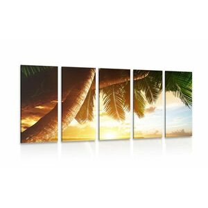 5-częściowy obraz wschód słońca na karaibskiej plaży obraz