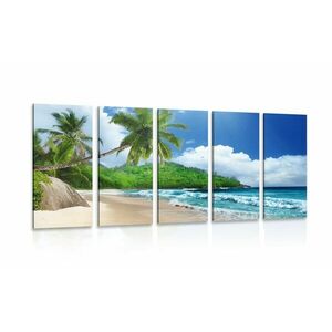 5-częściowy obraz piękna plaża na wyspie Seszele obraz