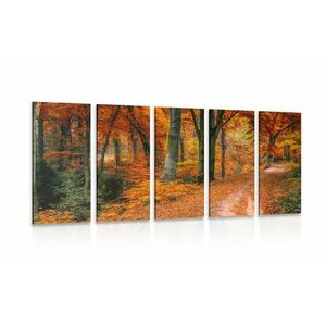 5-częściowy obraz las jesienią obraz