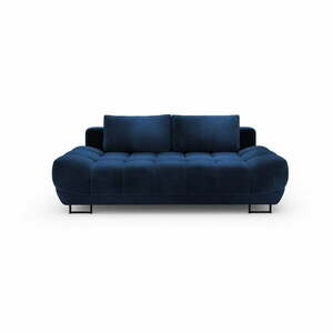 Granatowa 3-osobowa sofa rozkładana z aksamitnym obiciem Windsor & Co Sofas Cirrus obraz