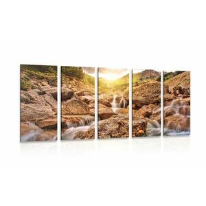 5-częściowy obraz olśniewające alpejskie wodospady obraz