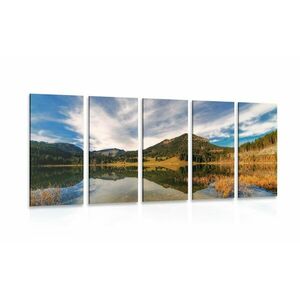 5-częściowy obraz jezioro pod wzgórzami obraz