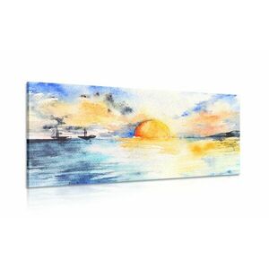 Obraz akwarela morze i zachodzące słońce obraz