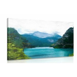 Obraz malowane górskie jezioro obraz