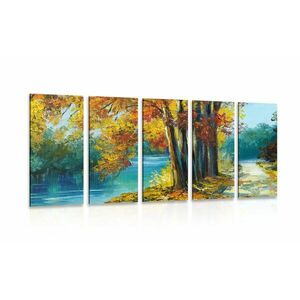5-częściowy obraz malowane drzewa w kolorach jesieni obraz