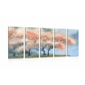 5-częściowy obraz akwarelowe kwitnące drzewa obraz