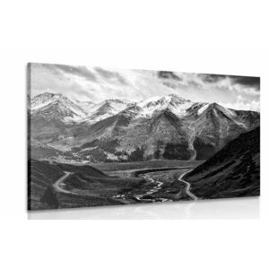 Obraz piękna górska panorama w wersji czarno-białej obraz