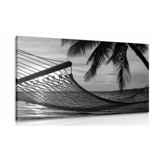 Obraz hamak na plaży w wersji czarno-białej obraz
