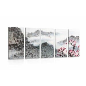 5-częściowy obraz chiński krajobraz we mgle obraz
