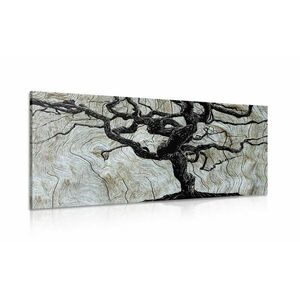 Obraz abstrakcyjnego drzewa na drewnie obraz