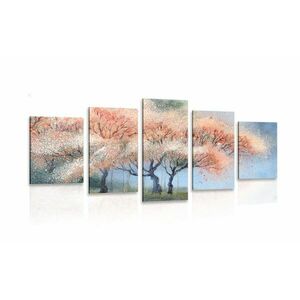 5-częściowy obraz akwarelowe kwitnące drzewa obraz
