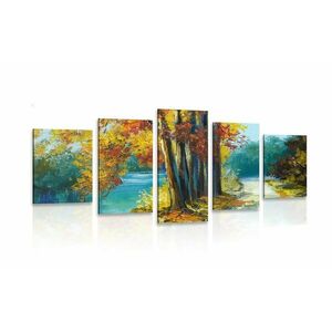 5-częściowy obraz malowane drzewa w jesiennych kolorach obraz