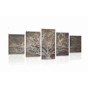 5 częściowy obraz korona drzewa na drewnianym tle obraz