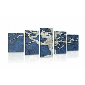 5 częściowy obraz abstrakcyjne drzewo na drewnie z niebieskim kontrastem obraz