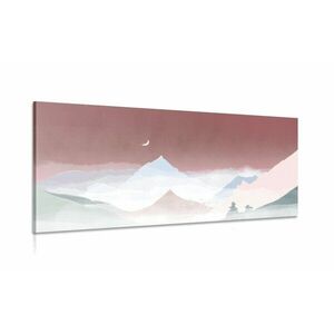 Obraz księżyc nad pastelowymi górami obraz