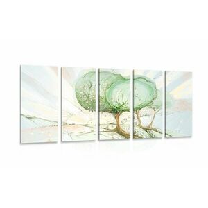 5-częściowy obraz bajkowe pastelowe drzewa obraz