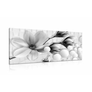 Obraz czarno-biała magnolia z elementami abstrakcyjnymi obraz