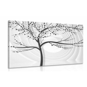 Obraz nowoczesne czarne i białe drzewo na abstrakcyjnym tle obraz
