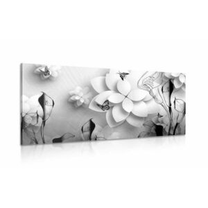 Obraz abstrakcyjne kwiaty w wersji czarno-białej obraz