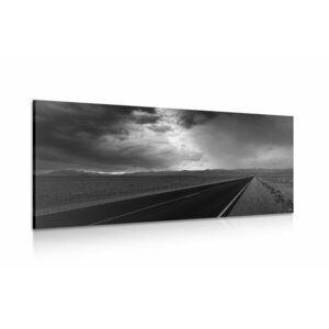 Obraz droga na środku pustyni w wersji czarno-białej obraz