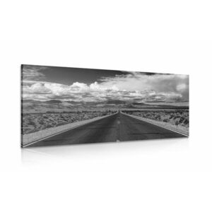 Obraz czarno-biała droga na pustyni obraz