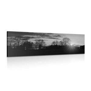 Obraz piękny zachód słońca w wersji czarno-białej obraz