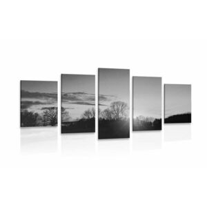5-częściowy obraz piękny zachód słońca w wersji czarno-białej obraz