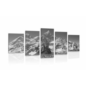 5-częściowy obraz piękny szczyt górski w wersji czarno-białej obraz