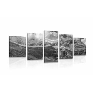 5-częściowy obraz majestatyczny krajobraz górski w wersji czarno-białej obraz