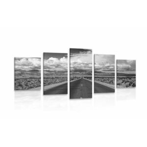 5-częściowy obraz czarno-biała droga na pustyni obraz