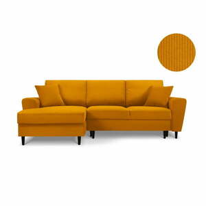Pomarańczowy rozkładany narożnik sztruksowy Kooko Home Jazz, lewostronny obraz