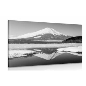 Obraz japońska góra Fuji w wersji czarno-białej obraz