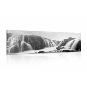 Obraz wysublimowane wodospady w wersji czarno-białej obraz