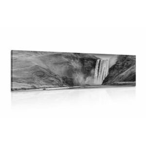 Obraz ikoniczny wodospad Islandii w wersji czarno-białej obraz