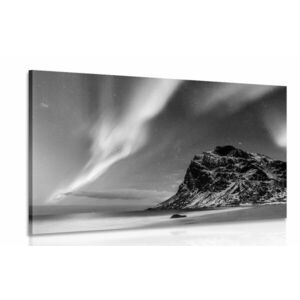 Obraz zorza polarna w Norwegii w wersji czarno-białej obraz