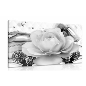 Obraz luksusowa róża z abstrakcją w wersji czarno-białej obraz