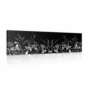 Obraz z ornamentem kwiatowym w wersji czarno-białej obraz