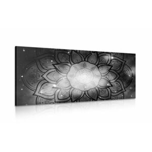 Obraz Mandala z galaktyką w tle w wersji czarno-białej obraz