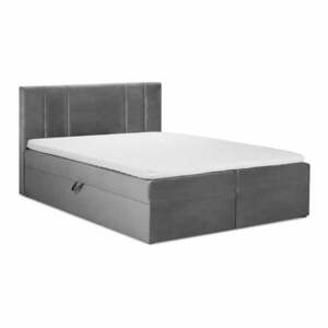 Szare łóżko boxspring ze schowkiem 180x200 cm Afra – Mazzini Beds obraz