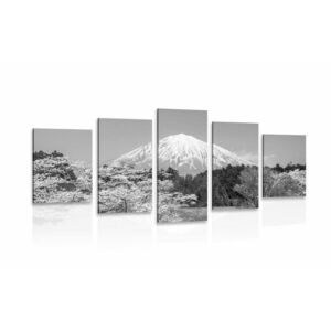 5-częściowy obraz góra Fuji w wersji czarno-białej obraz