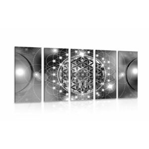 5-częściowy obraz czarująca Mandala w wersji czarno-białej obraz