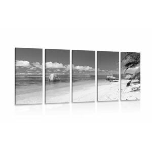 5-częściowy obraz plaża Anse Source w wersji czarno-białej obraz