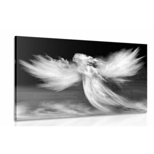 Obraz wizerunek anioła w chmurach w wersji czarno-białej obraz