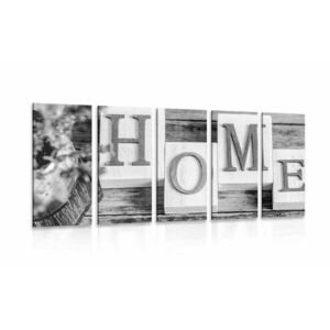 5-częściowy obraz litery Home w wersji czarno-białej obraz