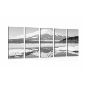 5-częściowy obraz Japońska góra Fuji w wersji czarno-białej obraz