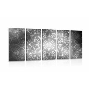 5-częściowy obraz Mandala z galaktycznym tłem w wersji czarno-białej obraz